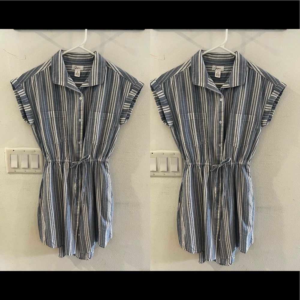 JAPNA BLUE AND WHITE DRESS STRIPE BUTTON DOWN DRESS